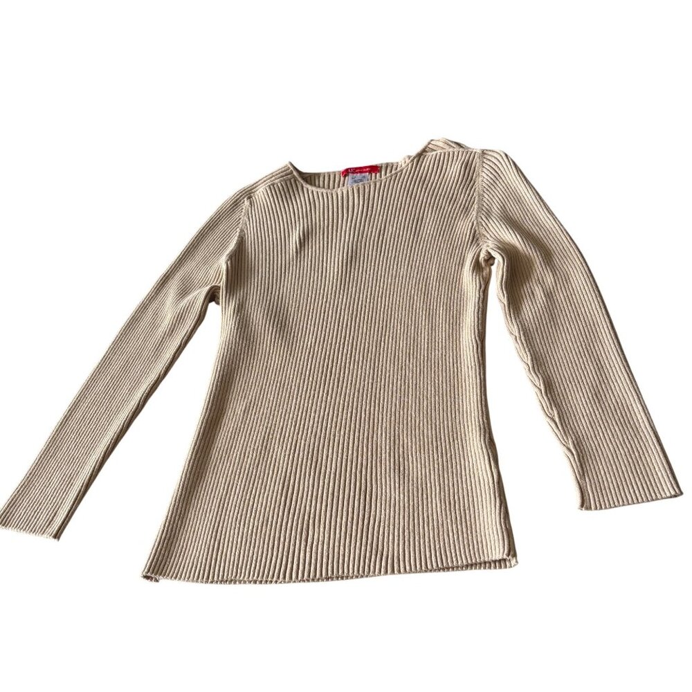 Anne Klein Women's Beige Tan Ribbed Knit Top Size XL  Long Sleeve